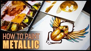 How to Paint Metallic Gold • Watercolor Tutorial [upl. by Morell]