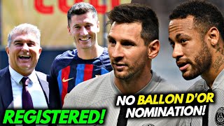 No Messi no Neymar in Ballon Dor nominees  Barcelona register new signings [upl. by Hutchinson304]